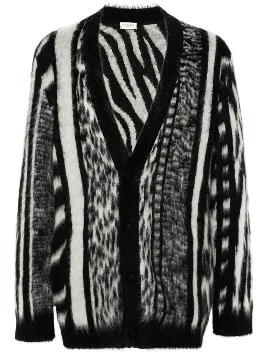 Black and White Jungle Knit Cardigan