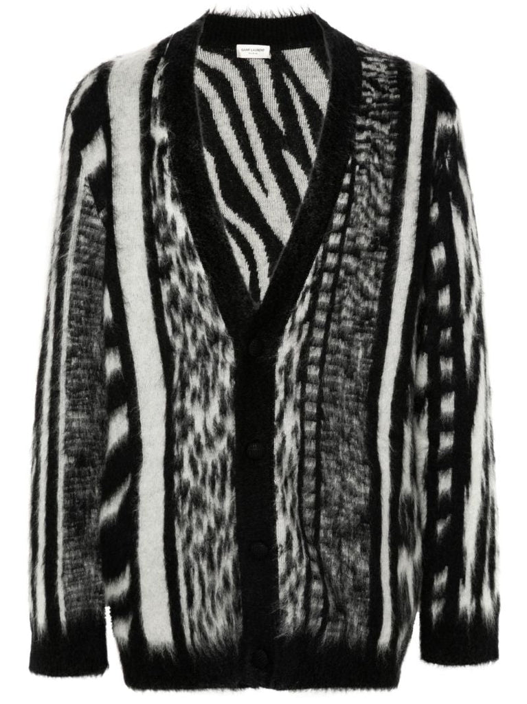 Black and White Jungle Knit Cardigan