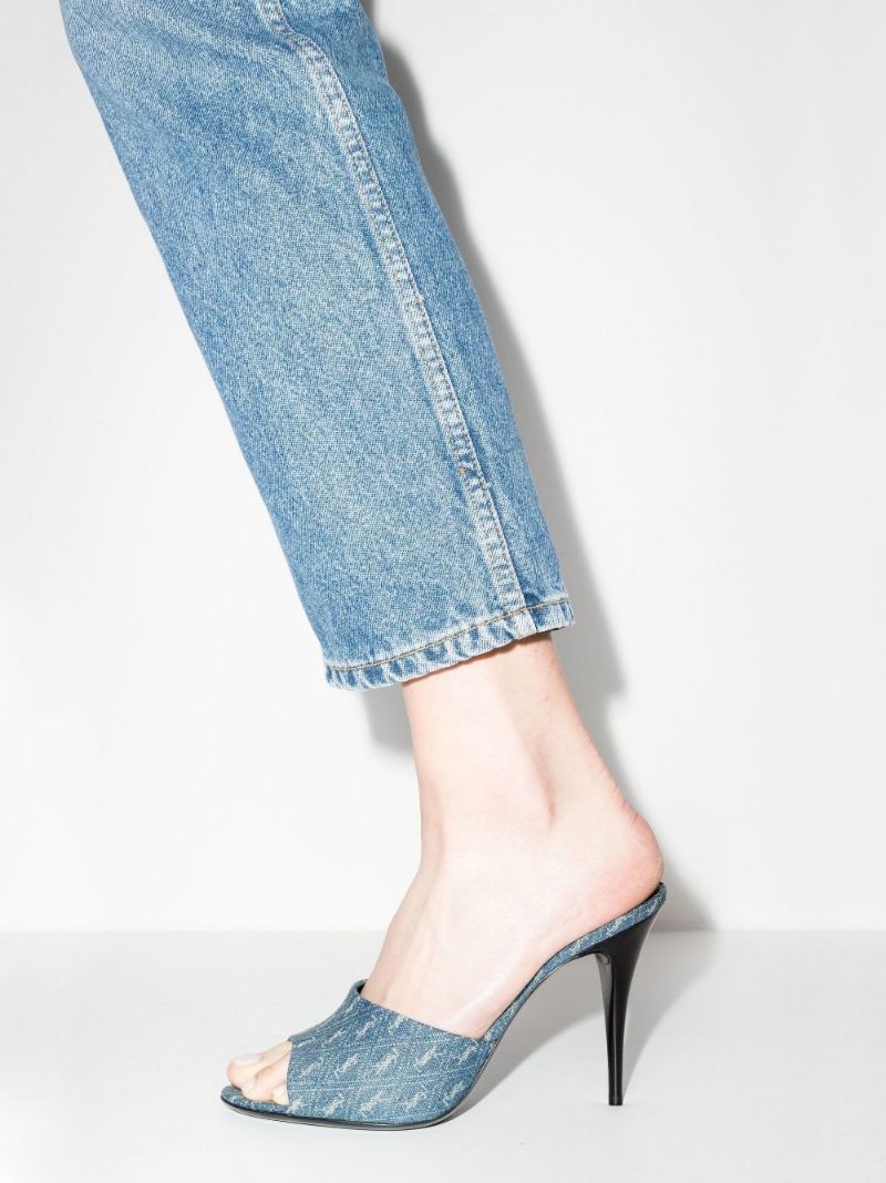 Blue La 16 95 Monogram Denim Mules