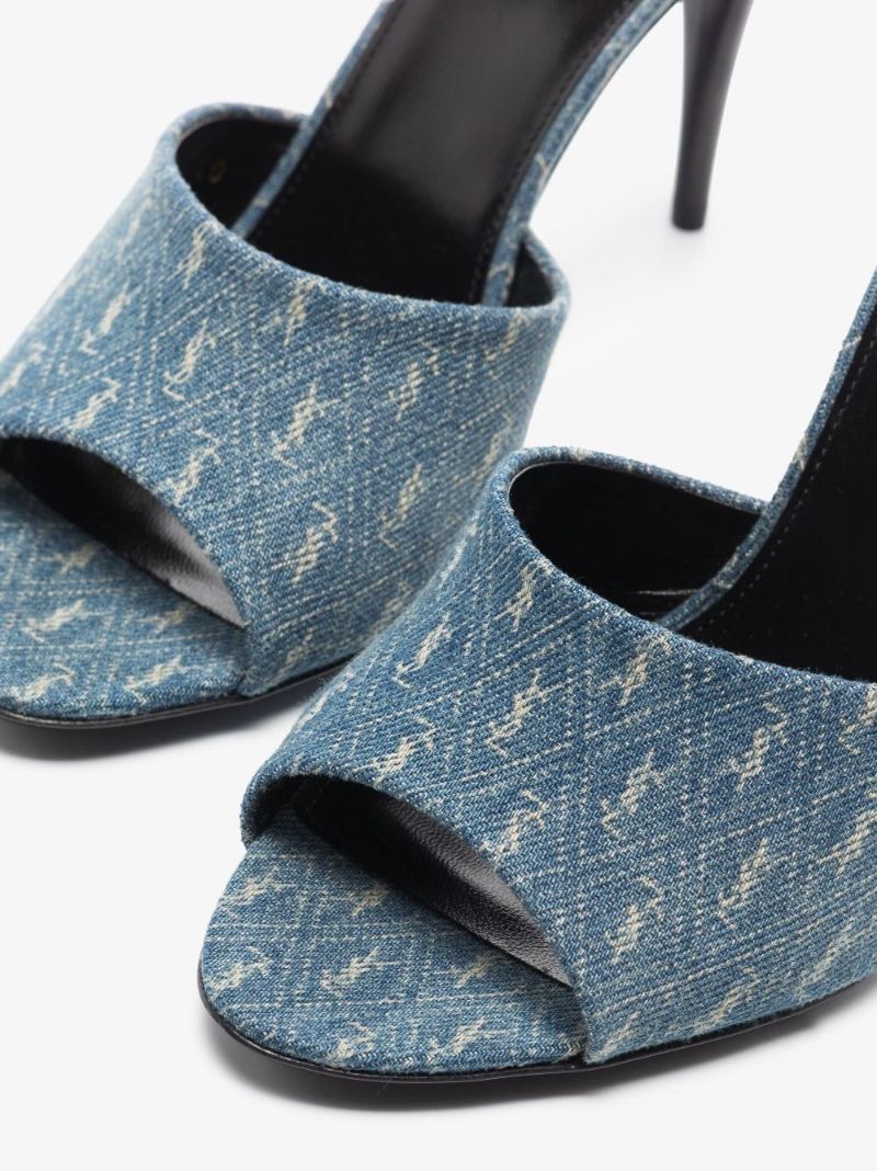 Blue La 16 95 Monogram Denim Mules