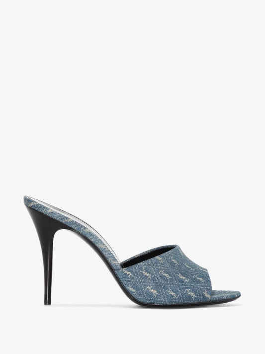 Blue La 16 95 Monogram Denim Mules