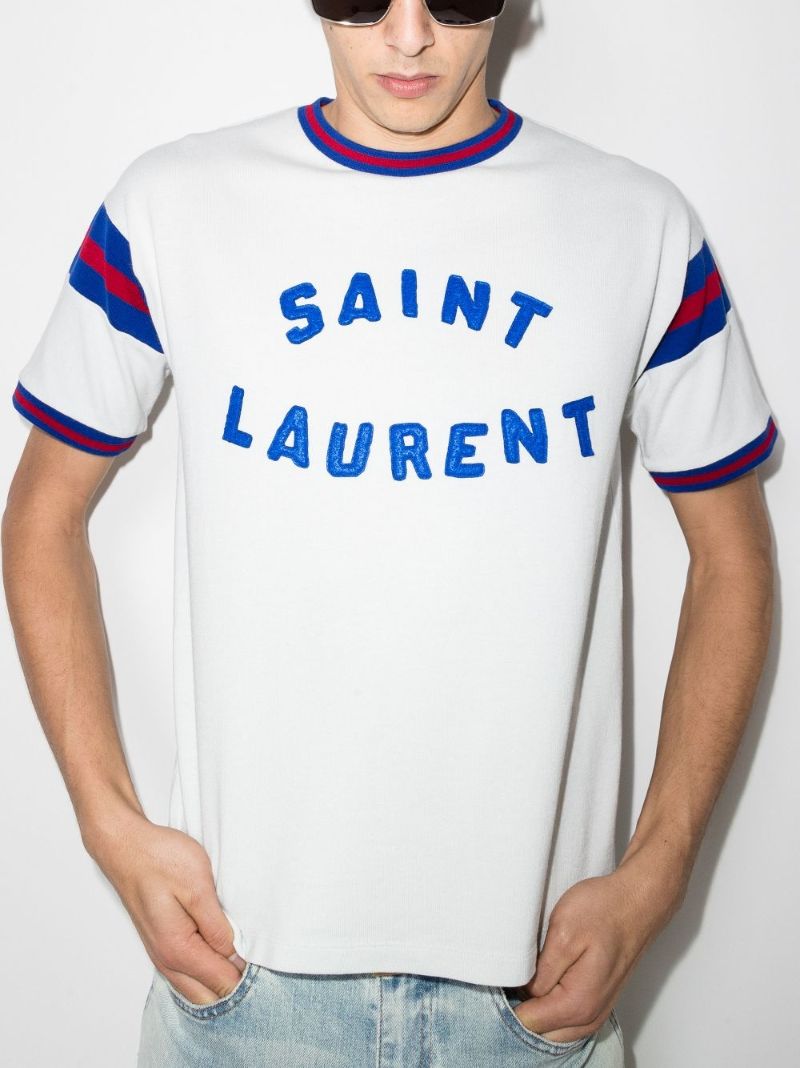 White Logo Print Cotton T-shirt