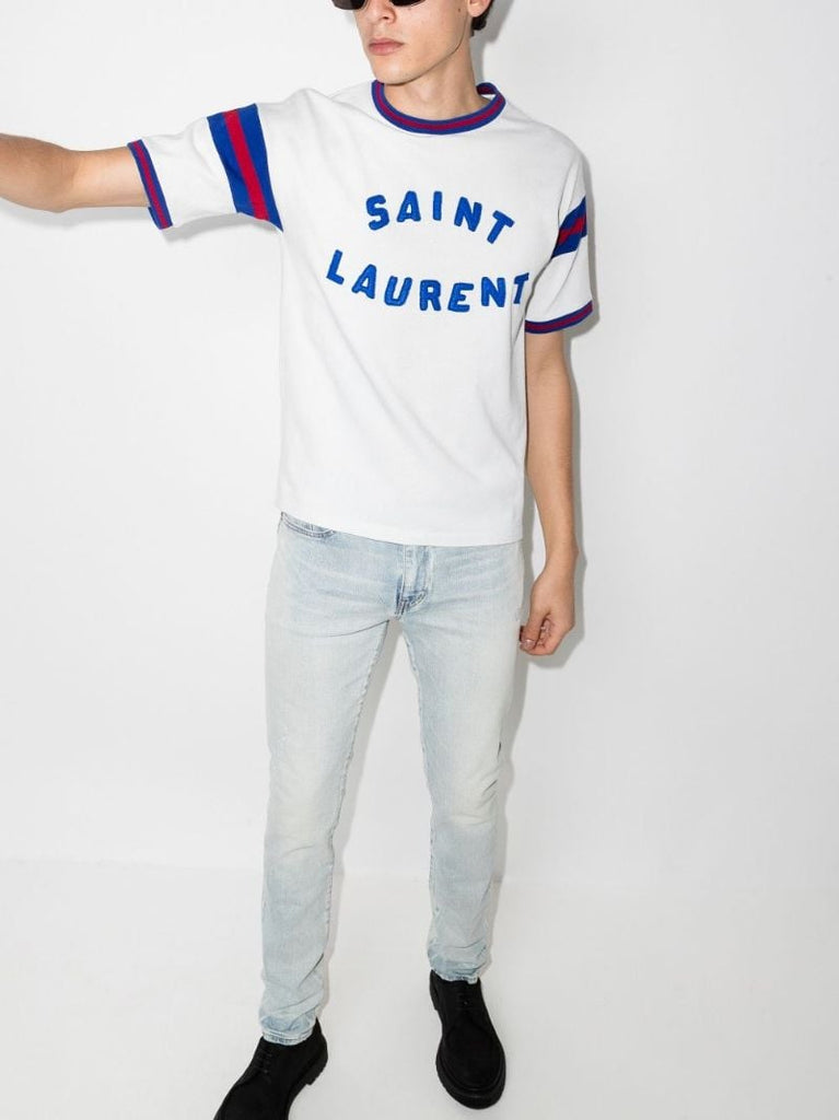 White Logo Print Cotton T-shirt