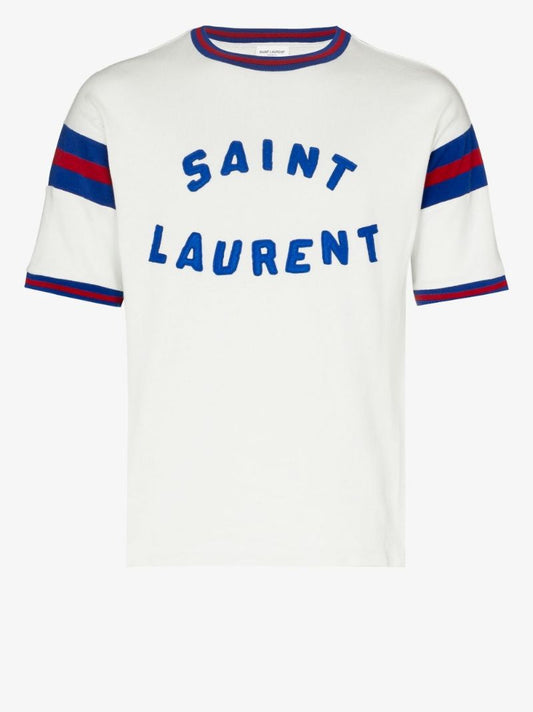 White Logo Print Cotton T-shirt