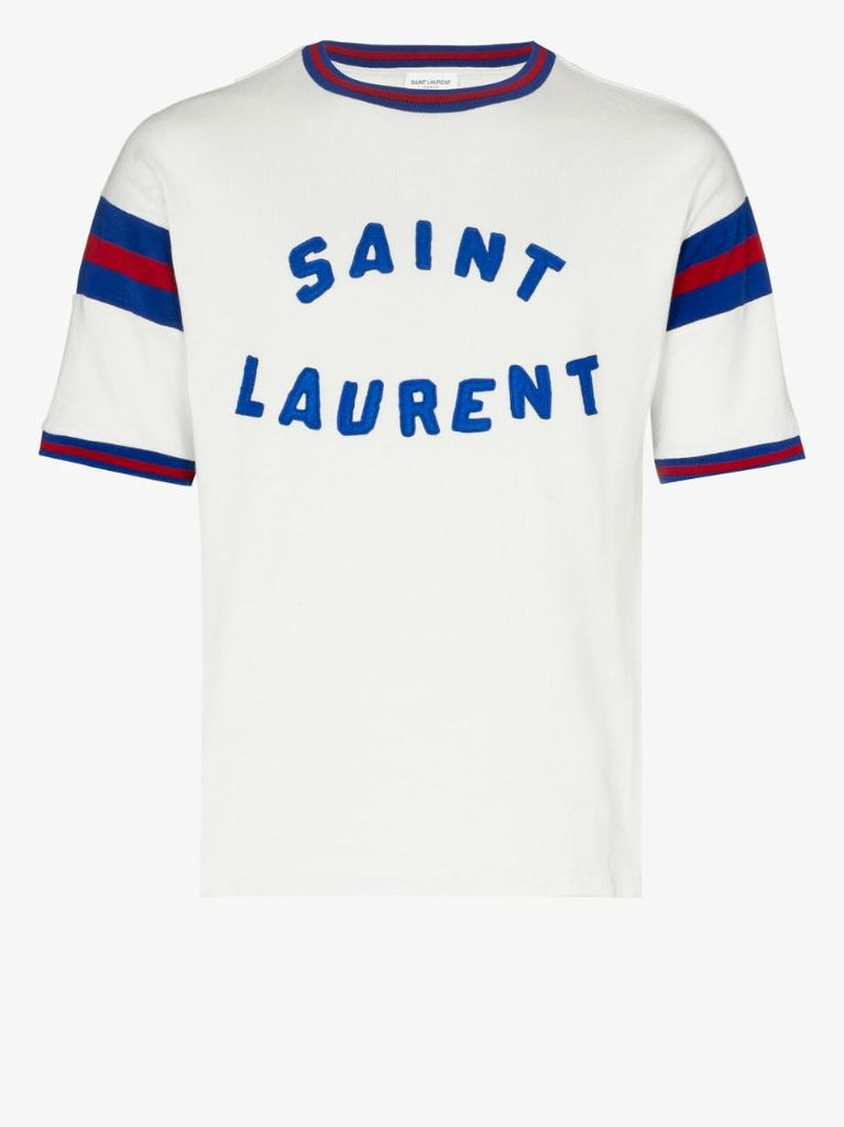 White Logo Print Cotton T-shirt