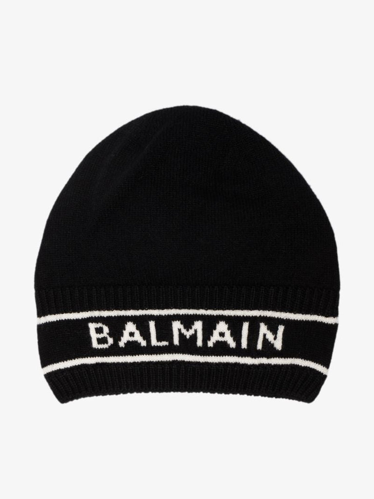 Black Logo Intarsia Beanie Hat