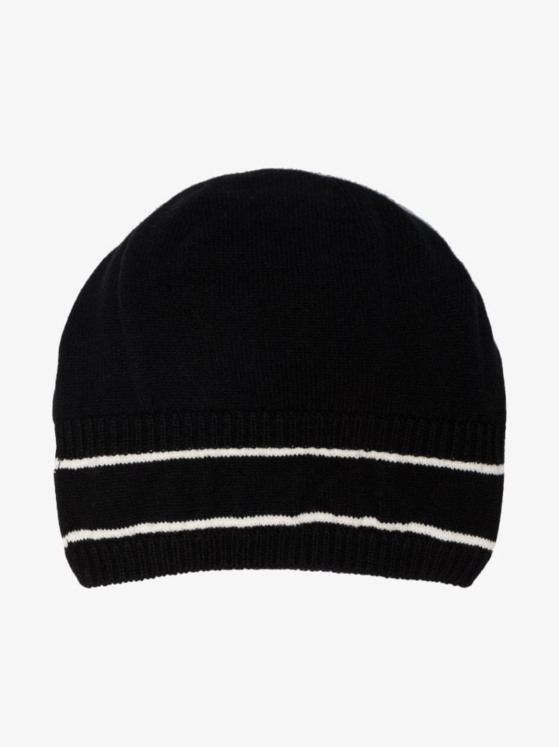 Black Logo Intarsia Beanie Hat