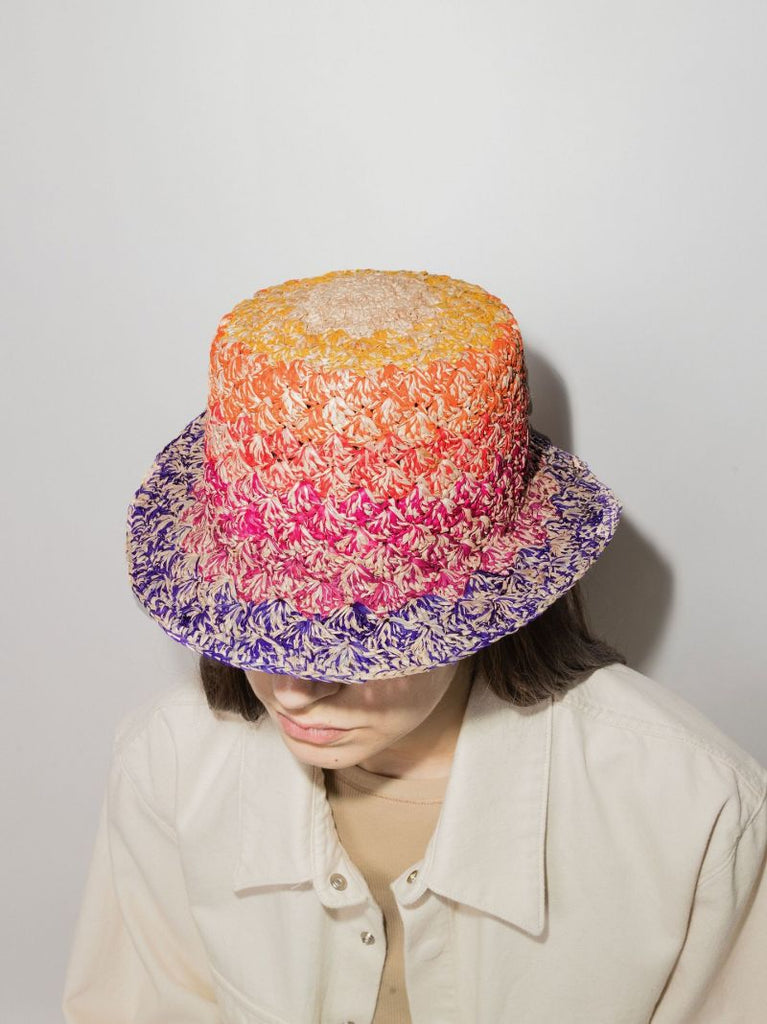 Multicoloured Positano OmbrÃ_x0083_Â© Straw Bucket Hat