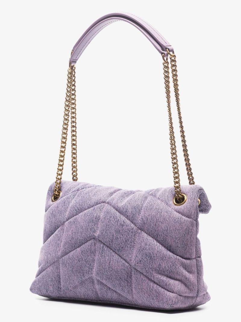 Purple Loulou Puffer Small Denim Shoulder Bag