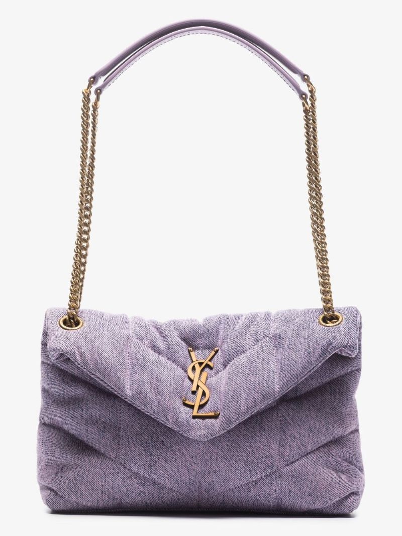 Purple Loulou Puffer Small Denim Shoulder Bag