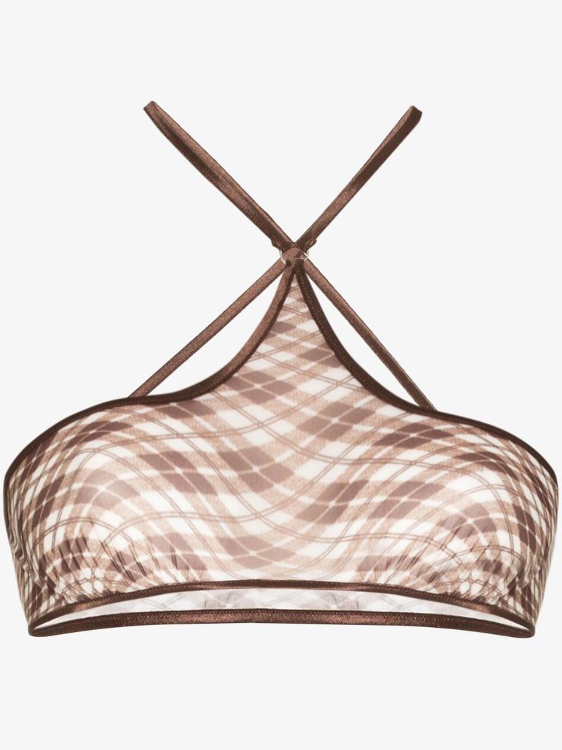 Chk Argyle Print Bralette Top