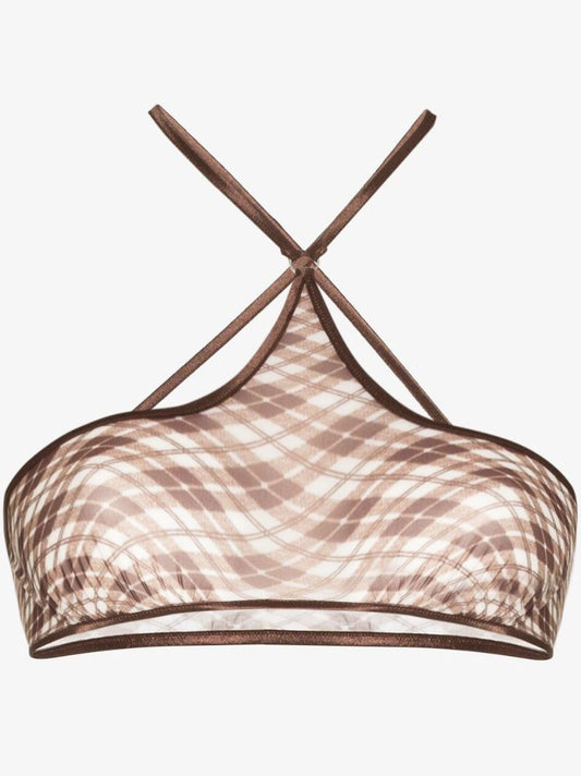 Chk Argyle Print Bralette Top