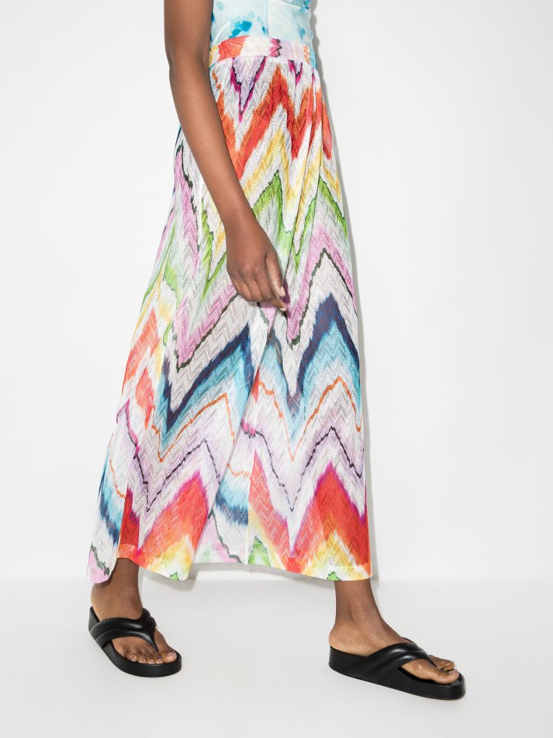 Printed Crochet Knit Wide Leg Trousers
