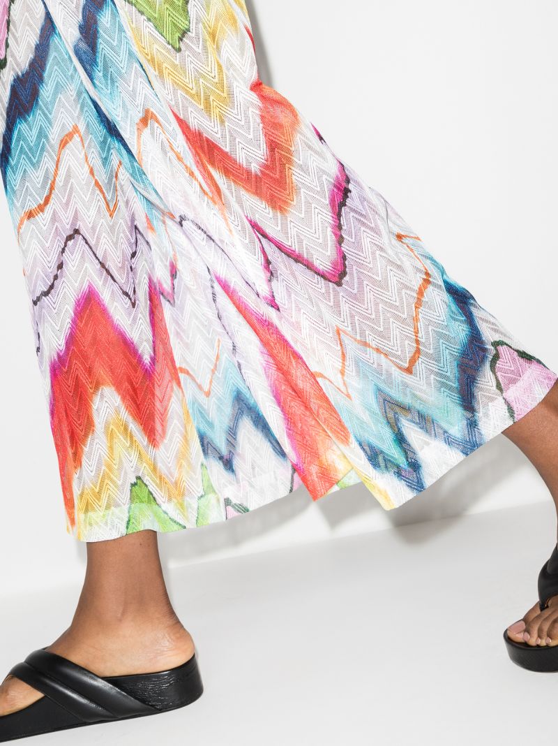 Printed Crochet Knit Wide Leg Trousers