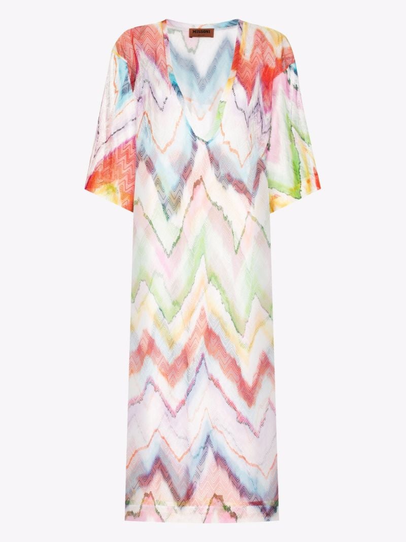 Printed Crochet Knit Midi Dress