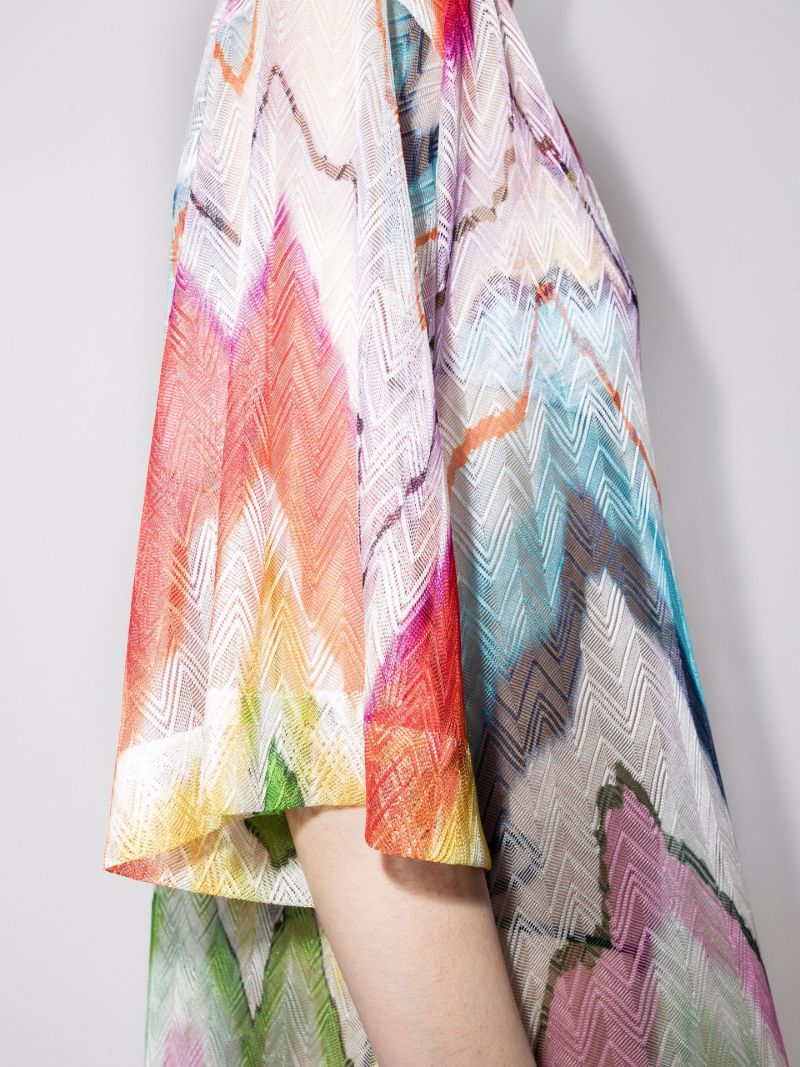 Printed Crochet Knit Midi Dress