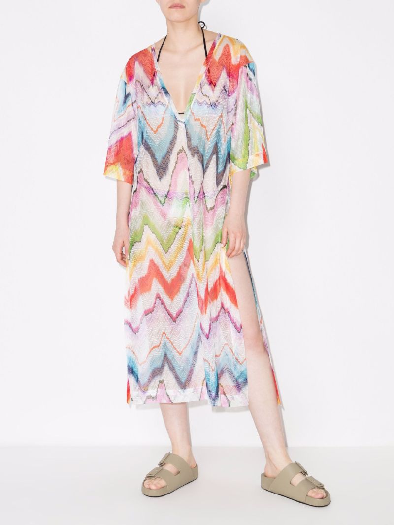 Printed Crochet Knit Midi Dress