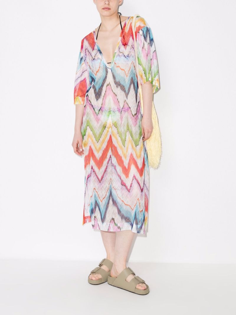 Printed Crochet Knit Midi Dress