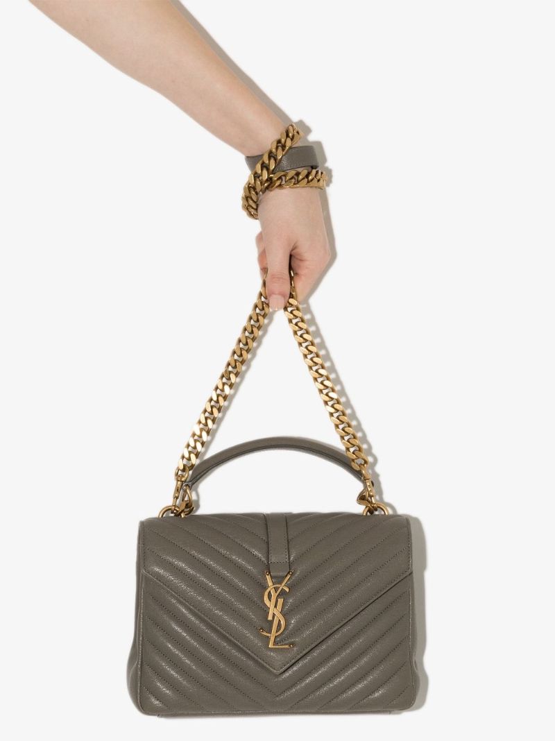 Grey College Medium Leather Shoulder Bag
