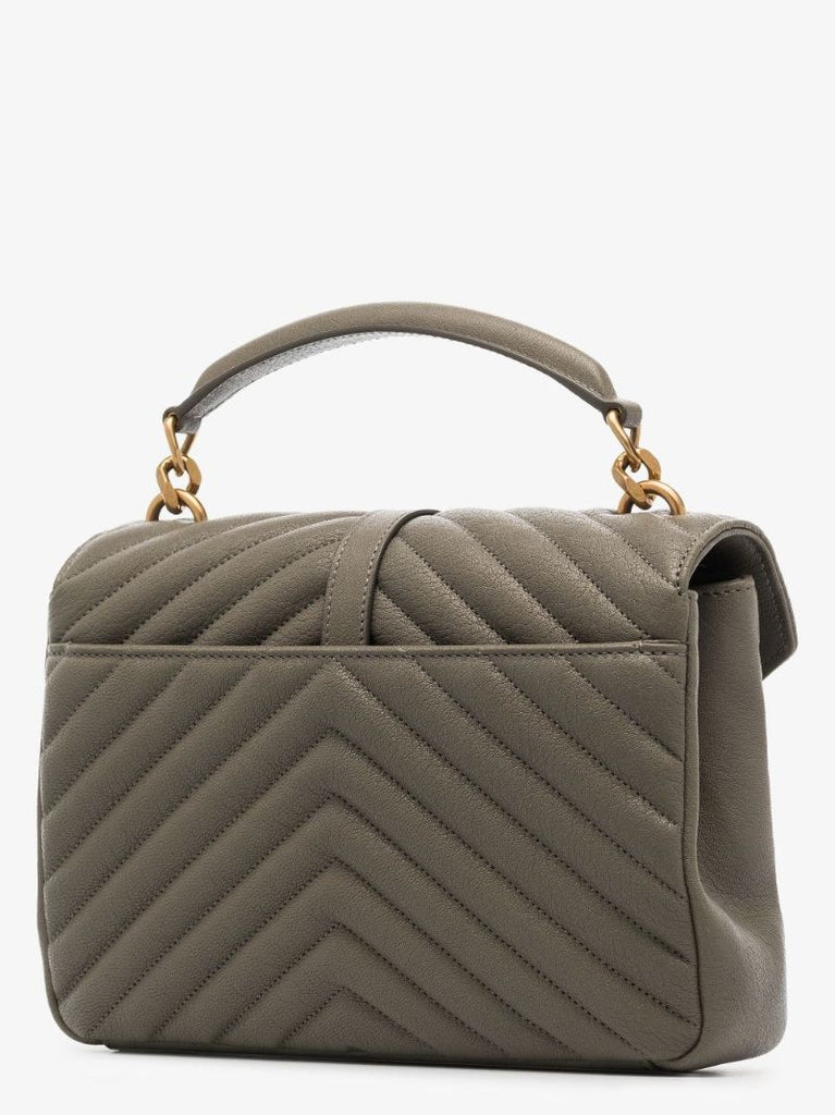Grey College Medium Leather Shoulder Bag