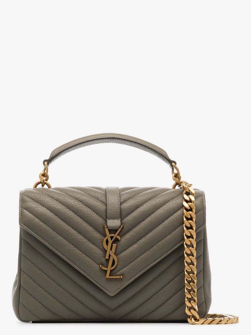 Grey College Medium Leather Shoulder Bag