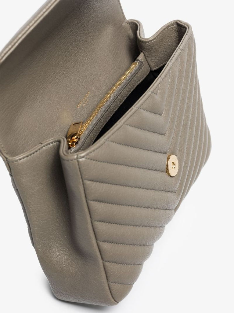 Grey College Medium Leather Shoulder Bag