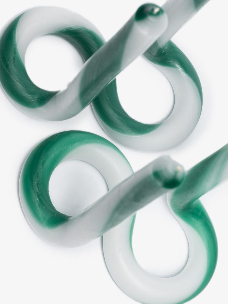 Green Twist Stripe Candle Set