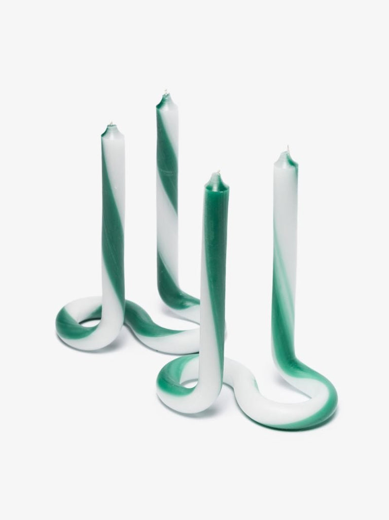 Green Twist Stripe Candle Set