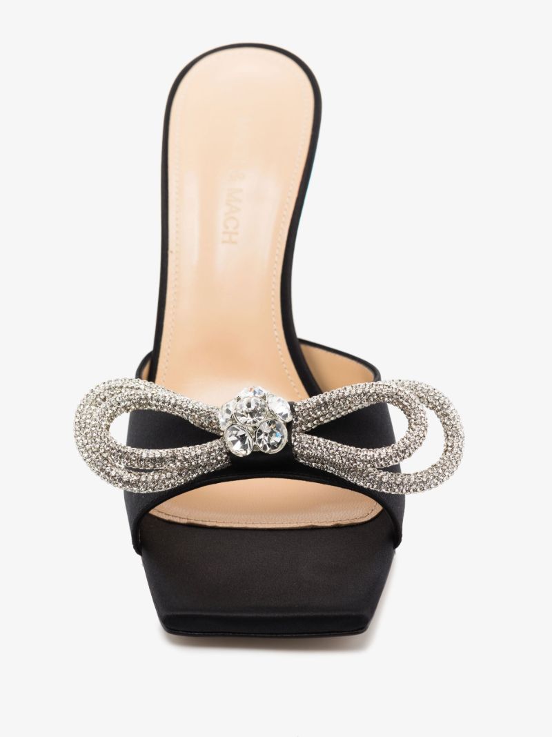 Black Double Bow 95 Satin Sandals