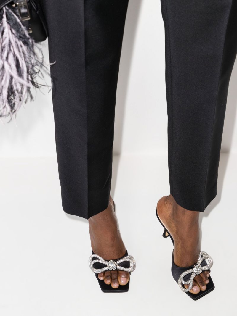 Black Double Bow 95 Satin Sandals
