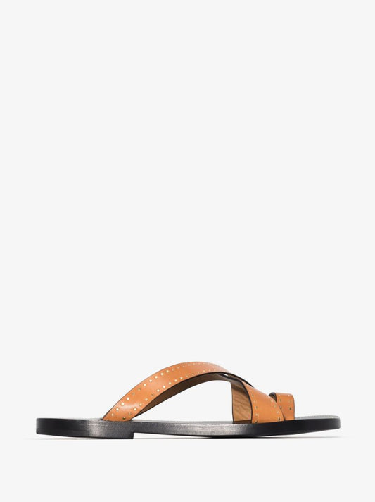 Brown Studded Leather Sandals