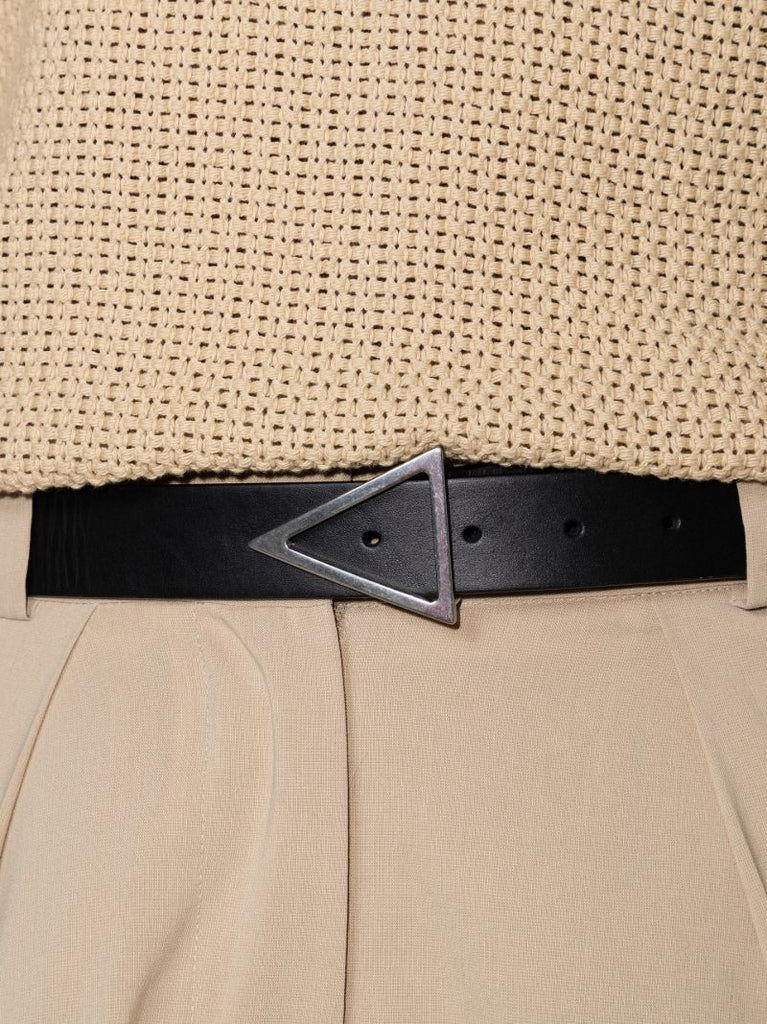 Black Triangle Leather Belt