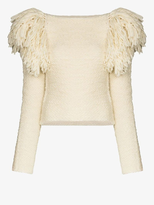 Sully Puff Shoulder Fringed Sweater