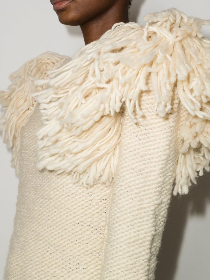 Sully Puff Shoulder Fringed Sweater