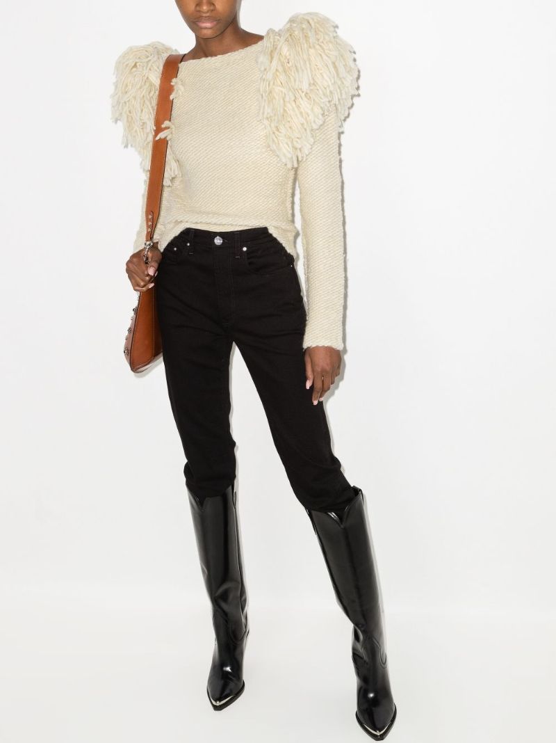 Sully Puff Shoulder Fringed Sweater
