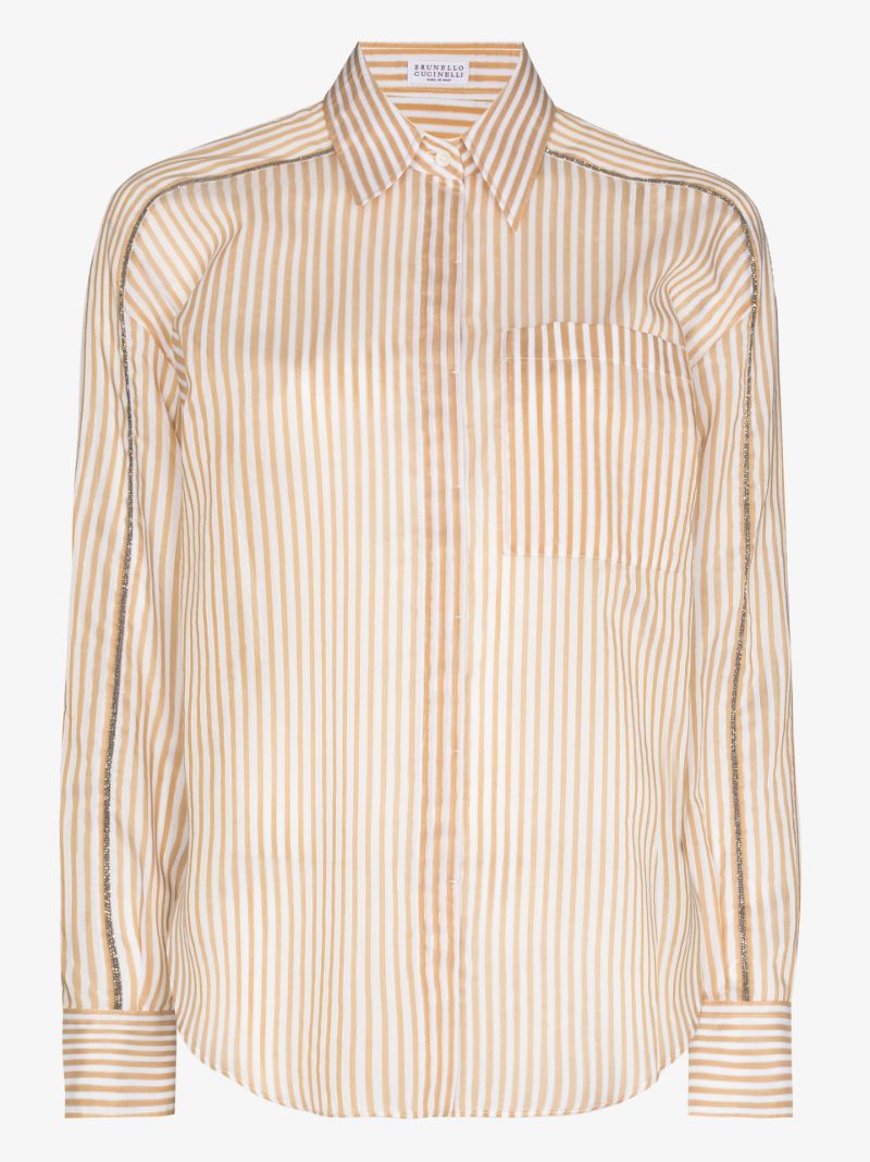 Metallic Trim Striped Shirt