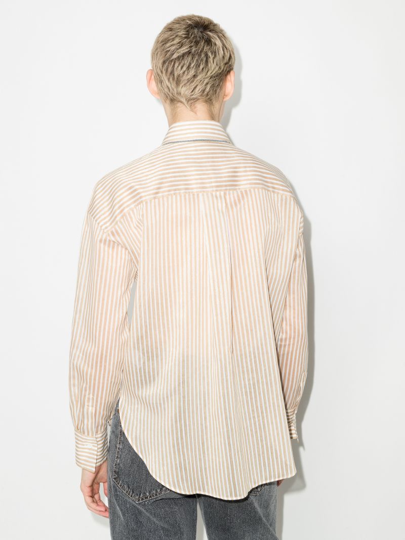 Metallic Trim Striped Shirt