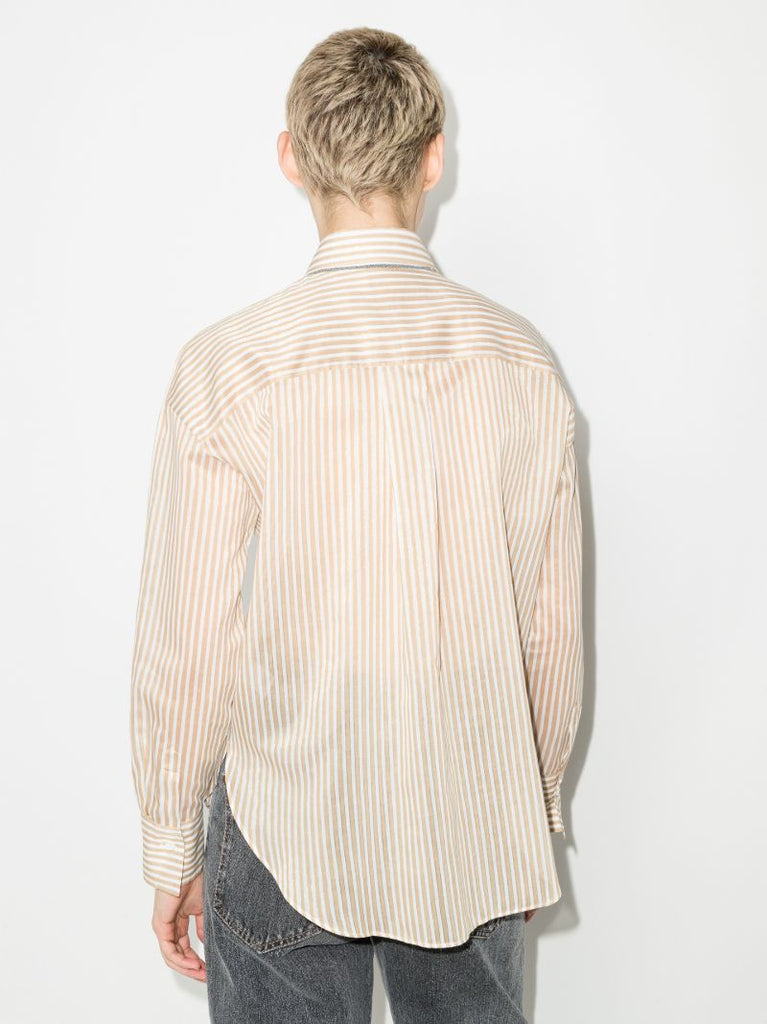 Metallic Trim Striped Shirt