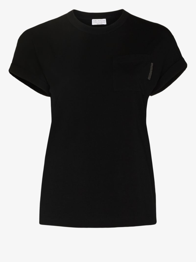 Embellished Chest Pocket Cotton T-shirt