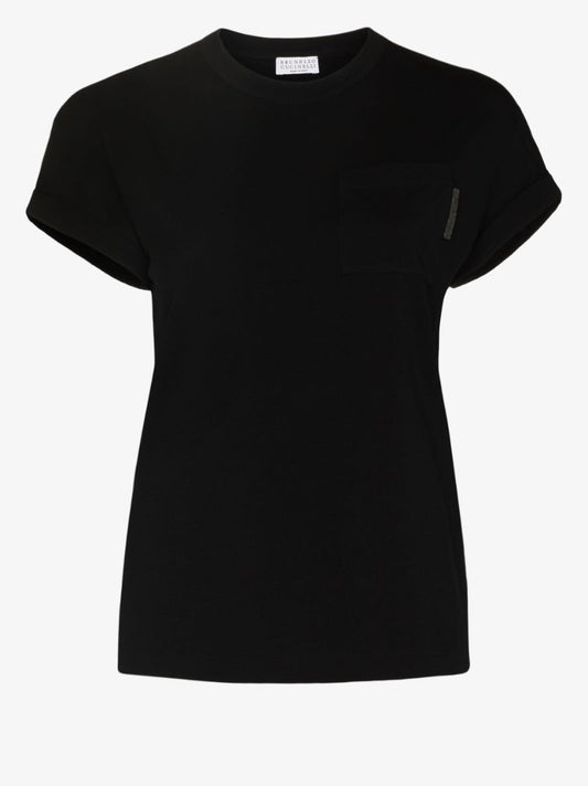 Embellished Chest Pocket Cotton T-shirt
