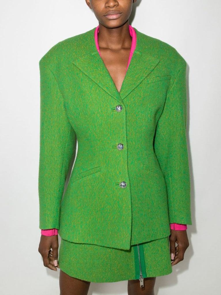 Sculpted Single-breasted Wool Blazer