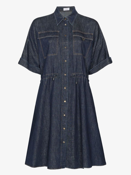 Sparkling Denim Mini Shirt Dress