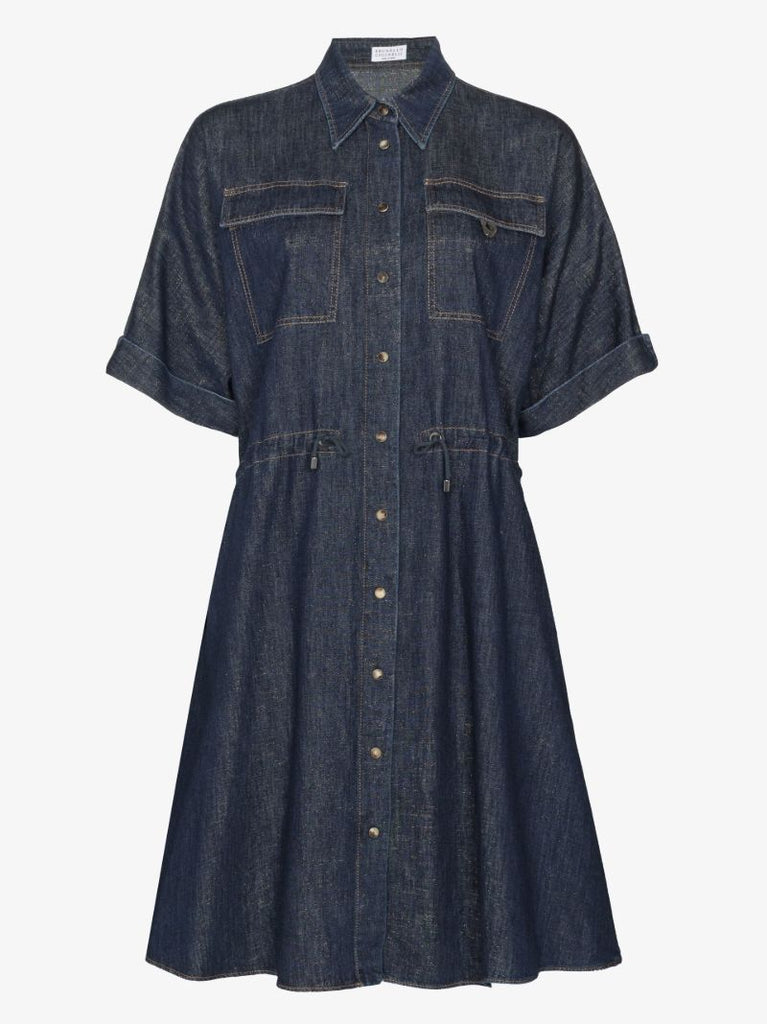 Sparkling Denim Mini Shirt Dress