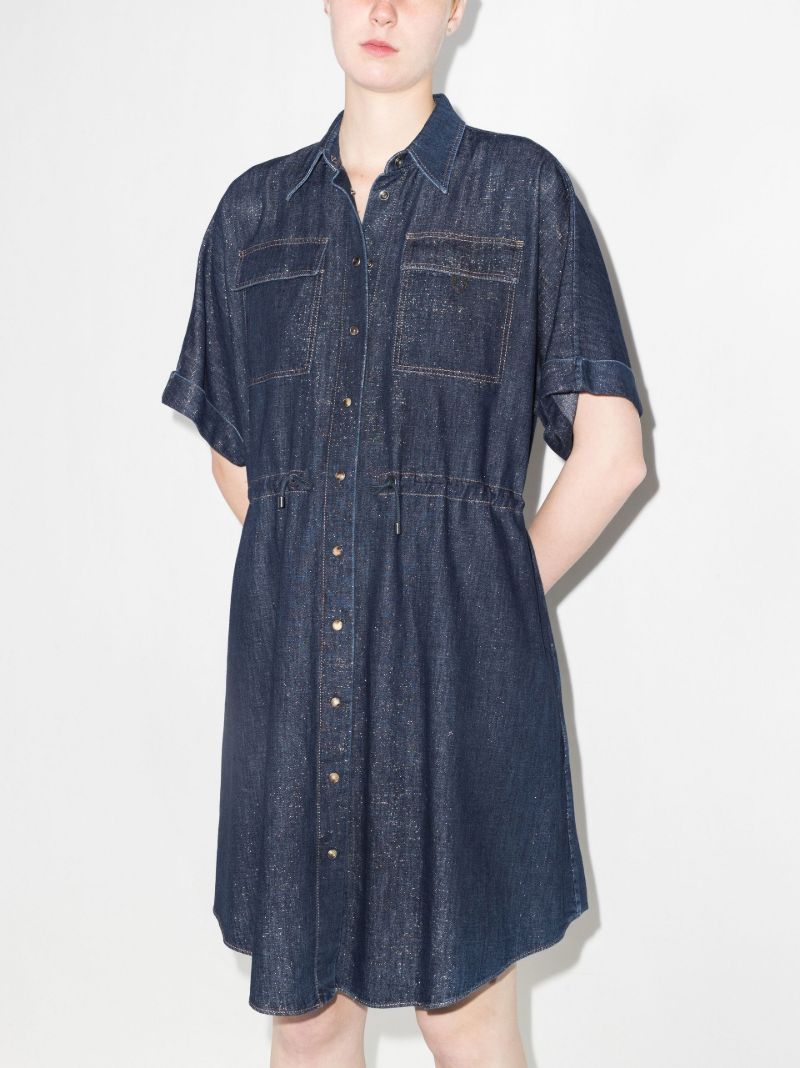 Sparkling Denim Mini Shirt Dress