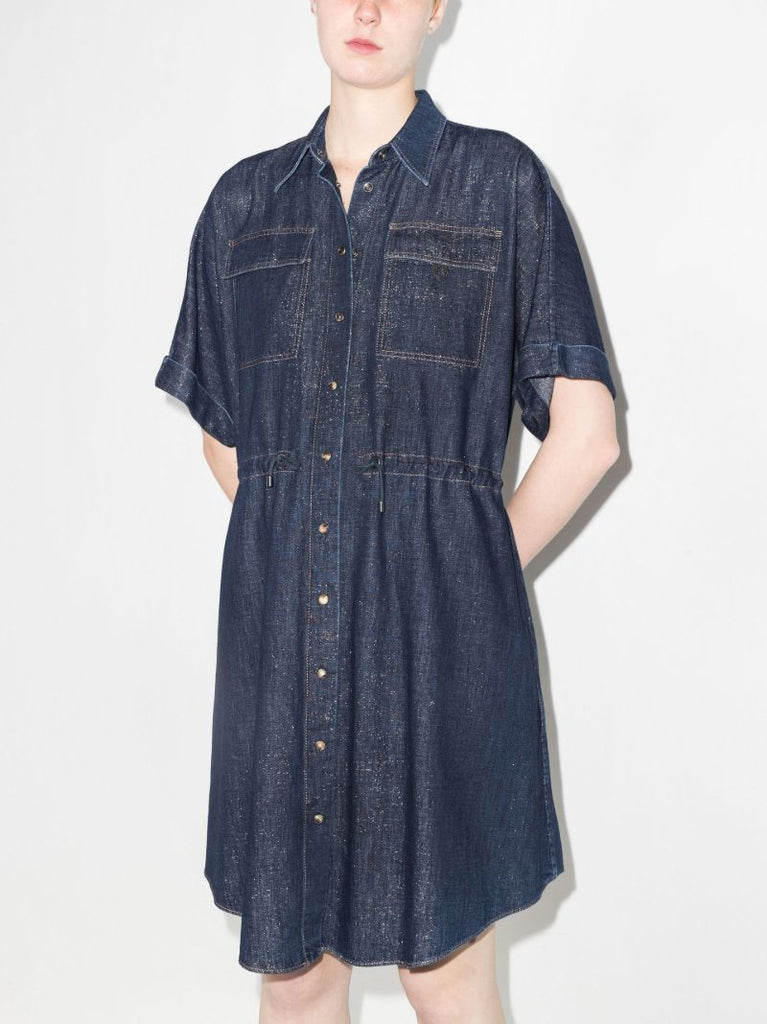 Sparkling Denim Mini Shirt Dress