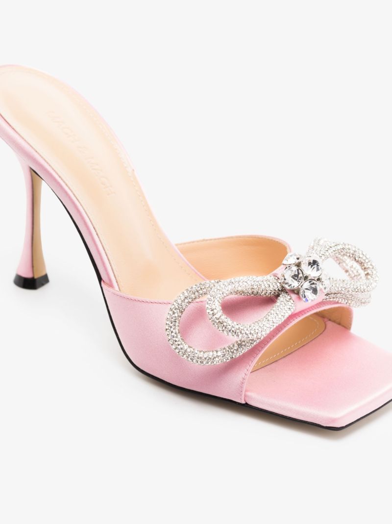 Pink Double Bow 95 Satin Mules
