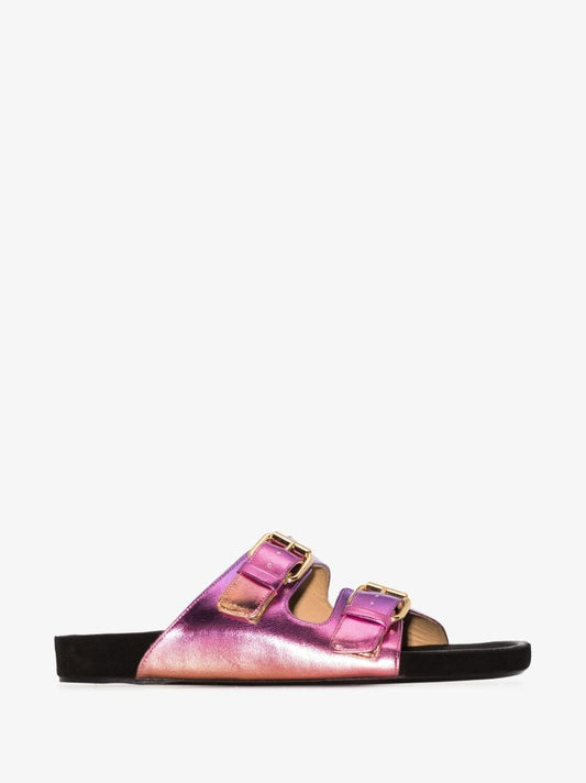 Pink Lennyo Metallic Leather Sandals