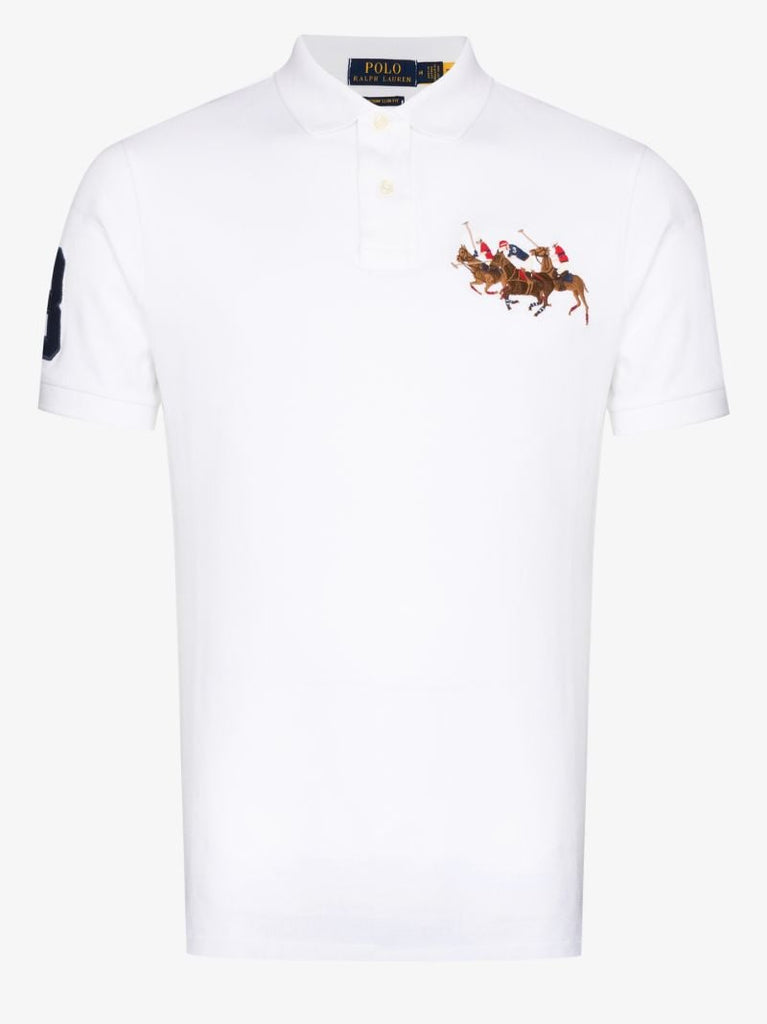White Logo Cotton Polo Shirt