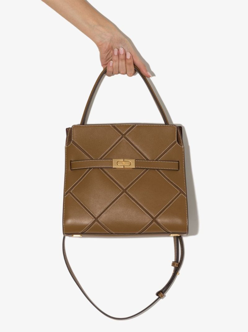 Brown Lee Radziwill Diamond Leather Tote Bag