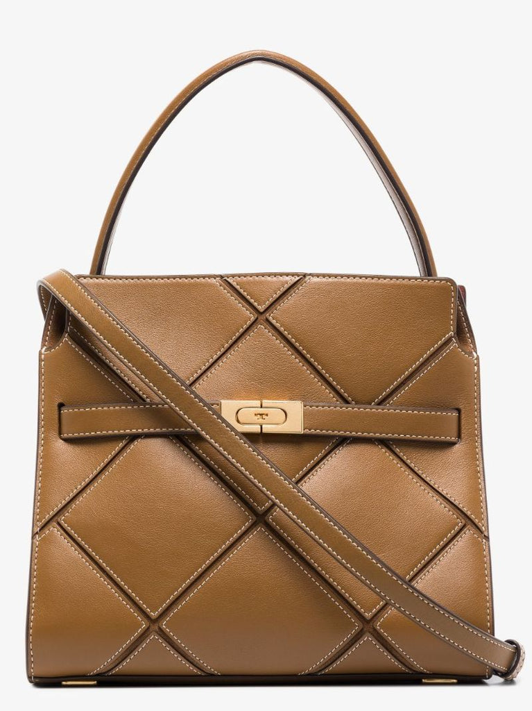 Brown Lee Radziwill Diamond Leather Tote Bag